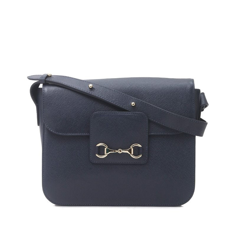 Diana - Navy Safiano Cross Leather Shoulder Bag