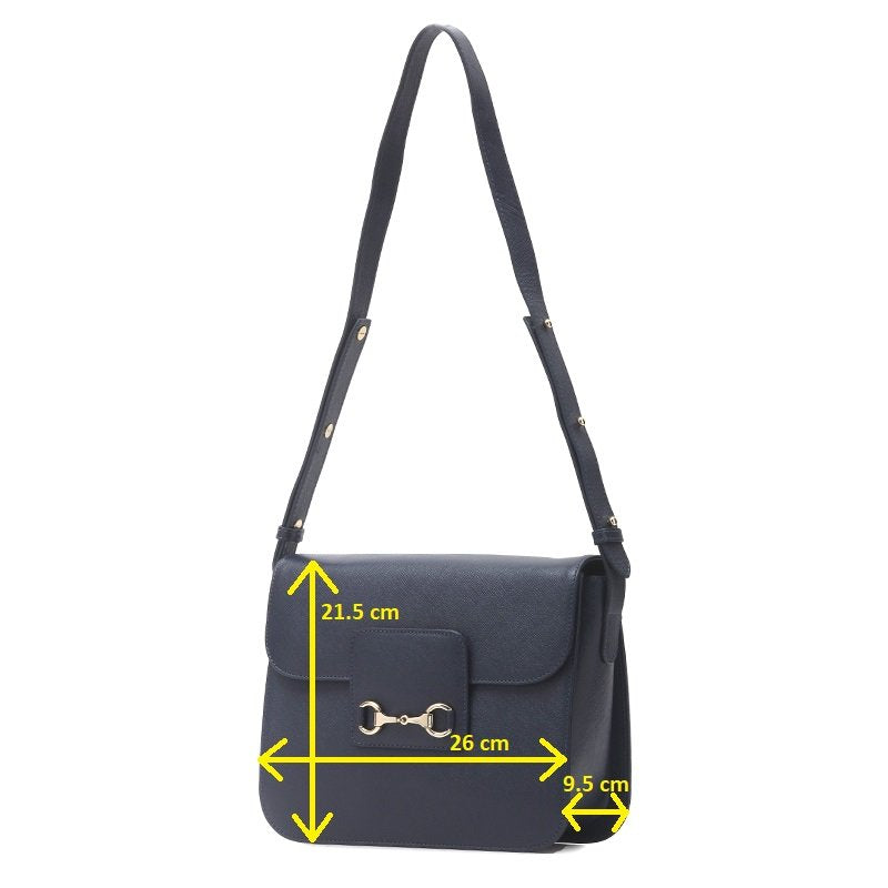 Diana - Navy Safiano Cross Leather Shoulder Bag