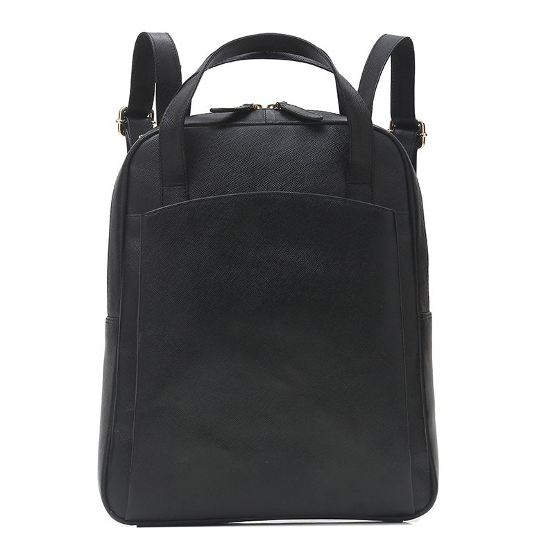 Oli - Black Safiano Cross Leather Backpack