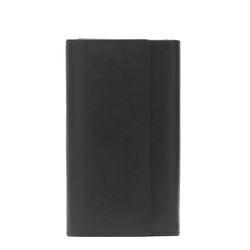 Ana - Black Safiano Cross Leather Wallet