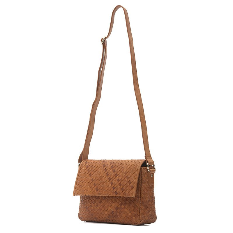 Wholesale - Tan Woven Classic Leather Shoulder Bag