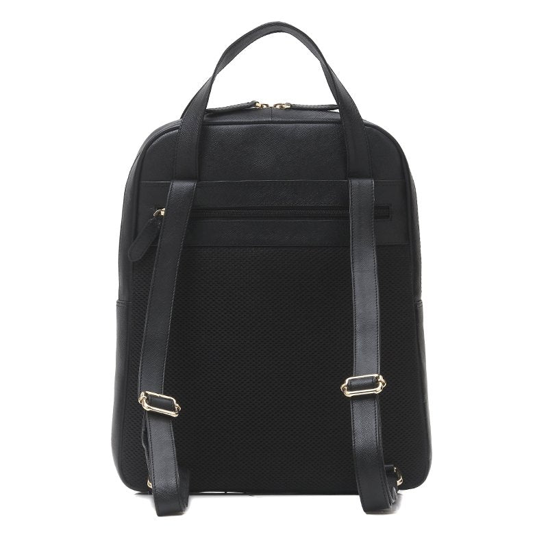 Oli - Black Safiano Cross Leather Backpack