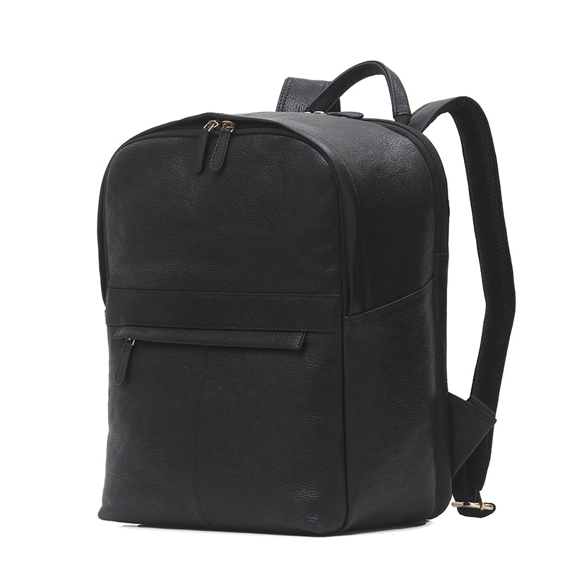 Alex - Black Deccan Classic Leather Backpack