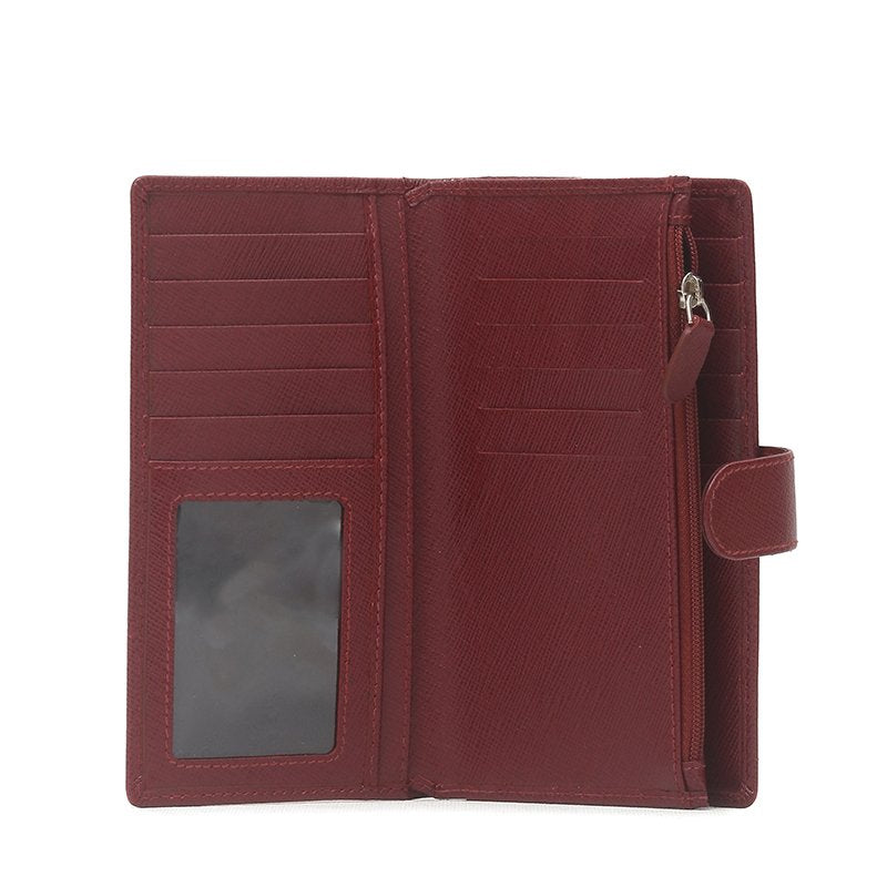 Wholesale - Wine Safiano Cross Leather Wallet