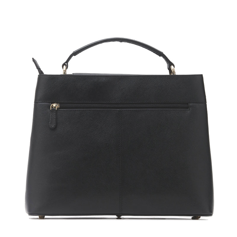 Vera - Black Saffiano Cross Leather Shoulder Bag