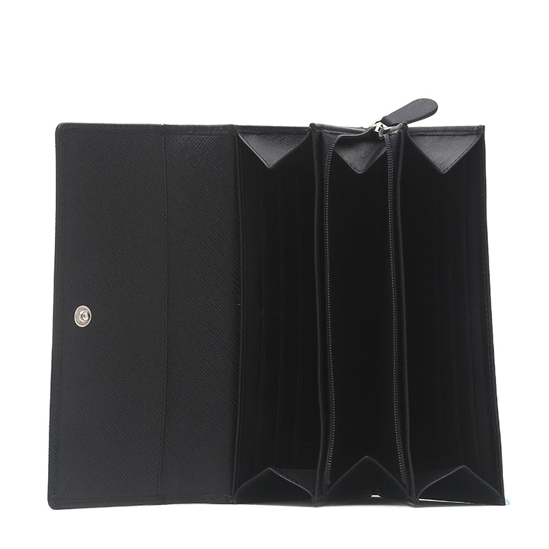 Ana - Black Safiano Cross Leather Wallet