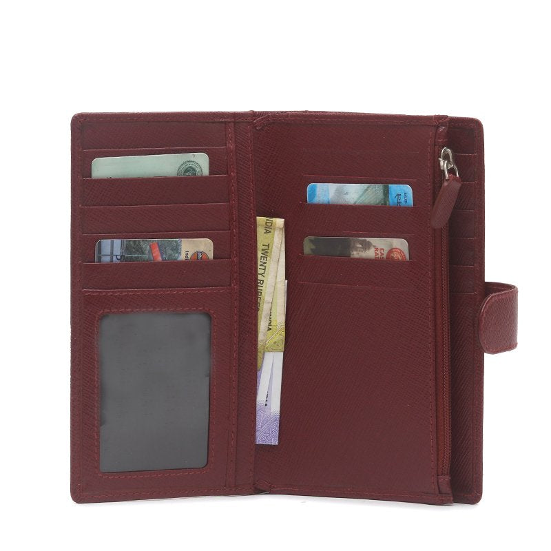 Wholesale - Wine Safiano Cross Leather Wallet