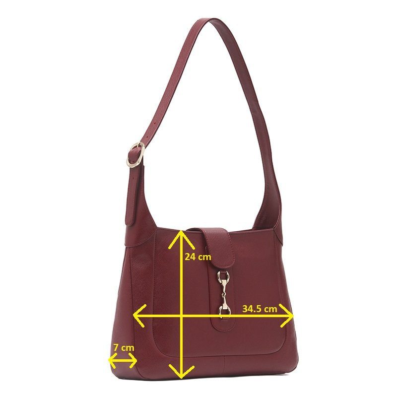 Moni - Wine Safiano Cross Leather Shoulder Bag