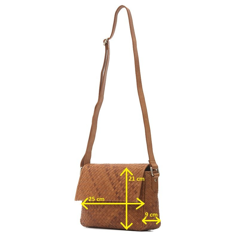 Wholesale - Tan Woven Classic Leather Shoulder Bag